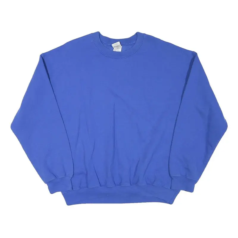 Gildan Mens Blue Crew Neck L Sweatshirt Cotton Blend Comfortable Classic 1