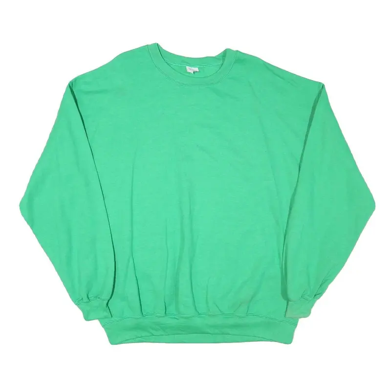 Gildan Mens Green Crew Neck L Cotton Blend Casual Sweatshirt 1