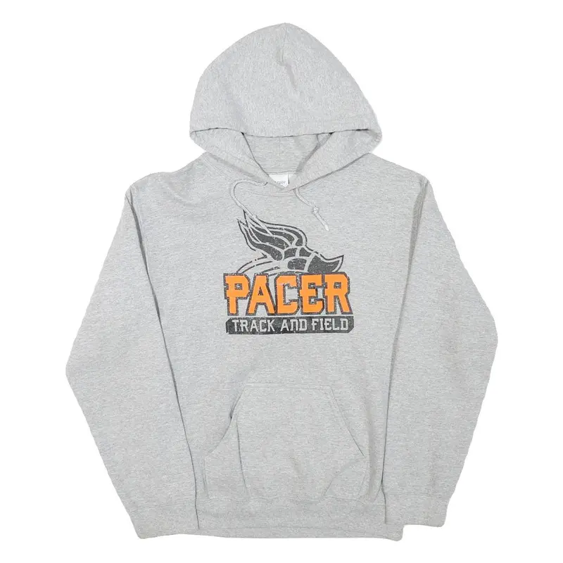 Gildan Mens Grey Pacer Track And Field Pullover Hoodie S Athletic Print 1
