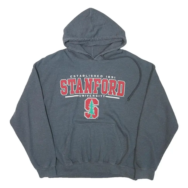 Gildan Mens Grey Stanford University Pullover Hoodie L Cotton Blend Casual 1