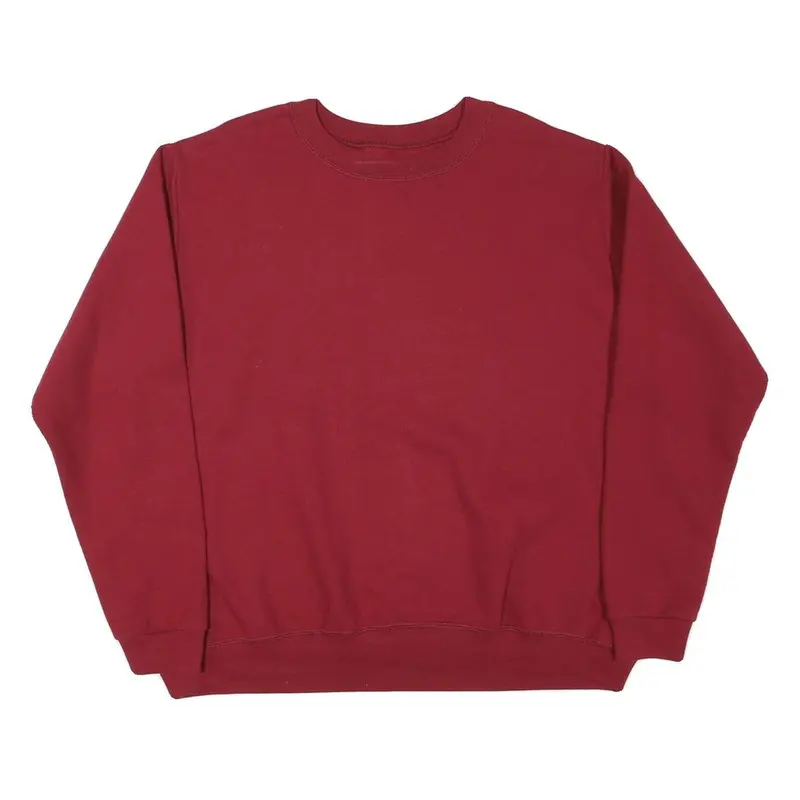 Gildan Mens Maroon Sweatshirt Crew Neck Xl Plain Cotton Blend Pullover 1