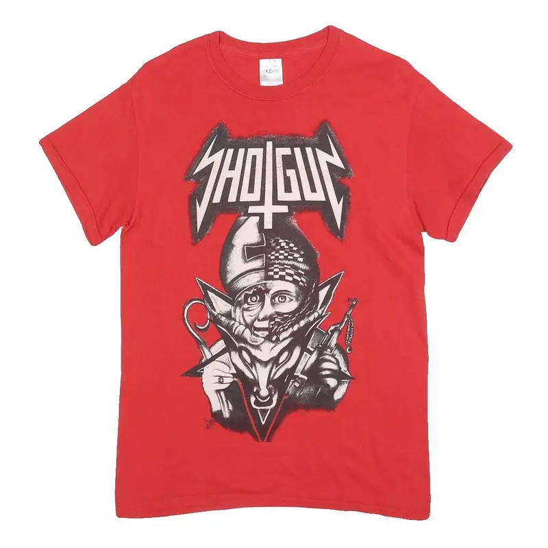 Gildan Mens Red Shotgun Graphic T-Shirt S Short Sleeve Crew Neck Printed 1