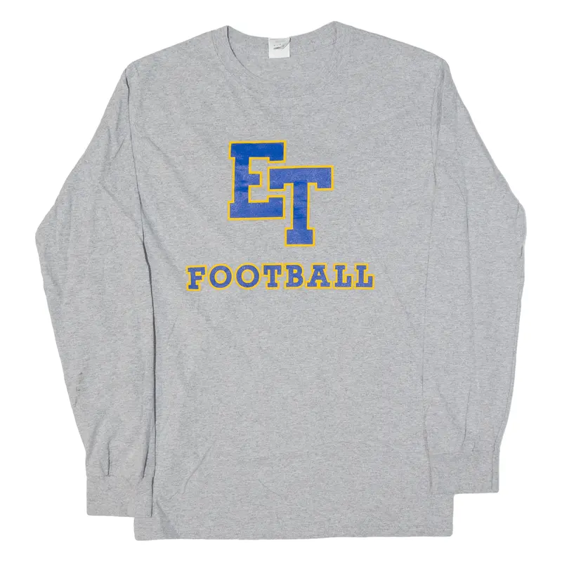 Gildan Mens T-Shirt Grey Long Sleeve S 1