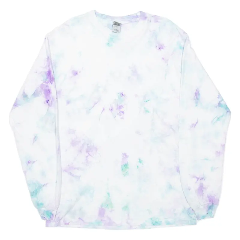 Gildan Mens Tie Dye T-Shirt White Long Sleeve M 1