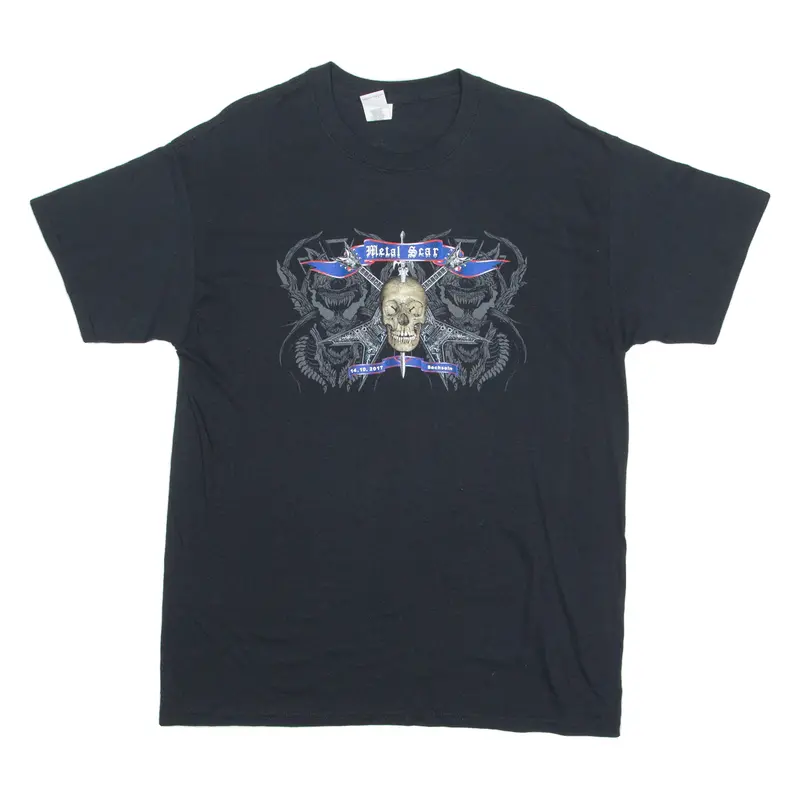 Gildan Metal Scar Festival Mens Band T-Shirt Black Crew Neck L 1