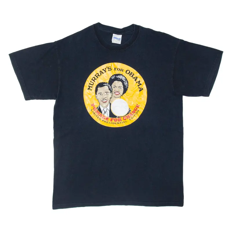 Gildan Obama Mens T-Shirt Black M 1