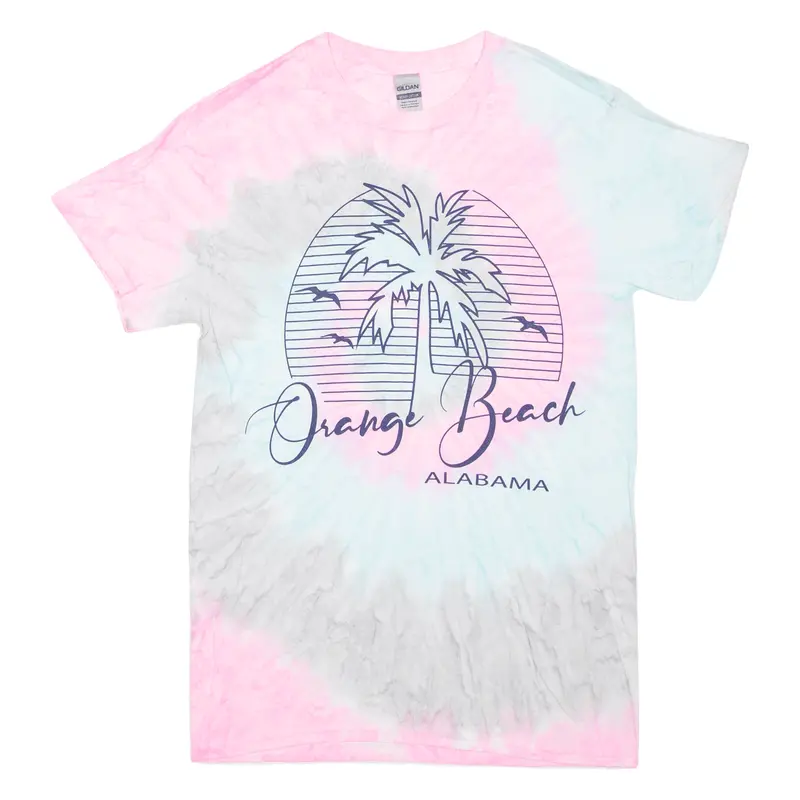 Gildan Orange Beach Alabama Mens Tie Dye T-Shirt Pink Usa S 1
