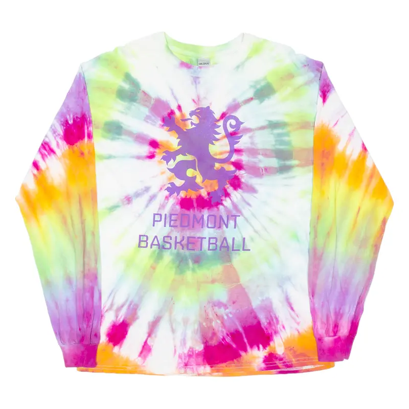 Gildan Piedmont Basketball Womens Tie Dye T-Shirt Purple Long Sleeve Usa L 1