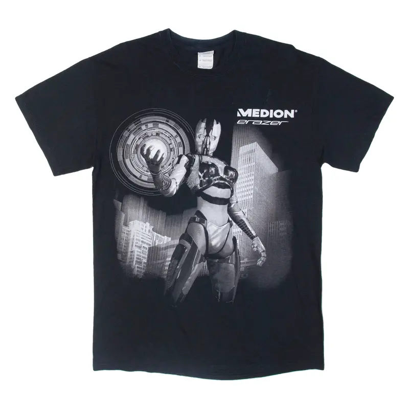 Gildan Robot Mens T-Shirt Black M 1