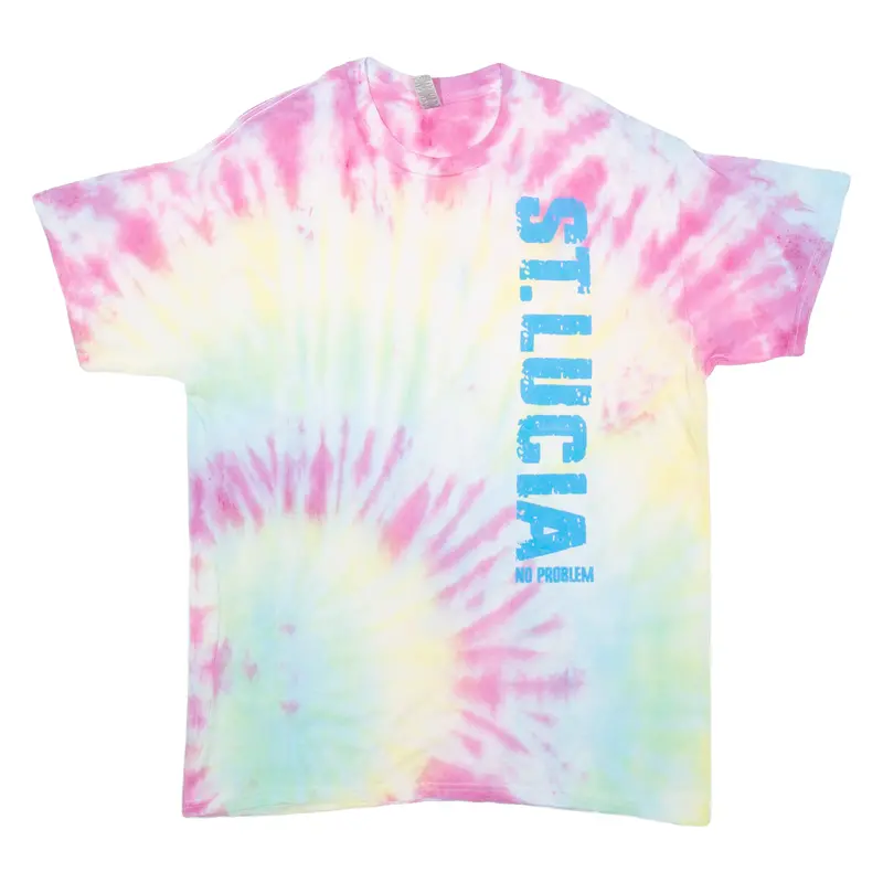 Gildan St Lucia Mens Tie Dye T-Shirt Pink L 1
