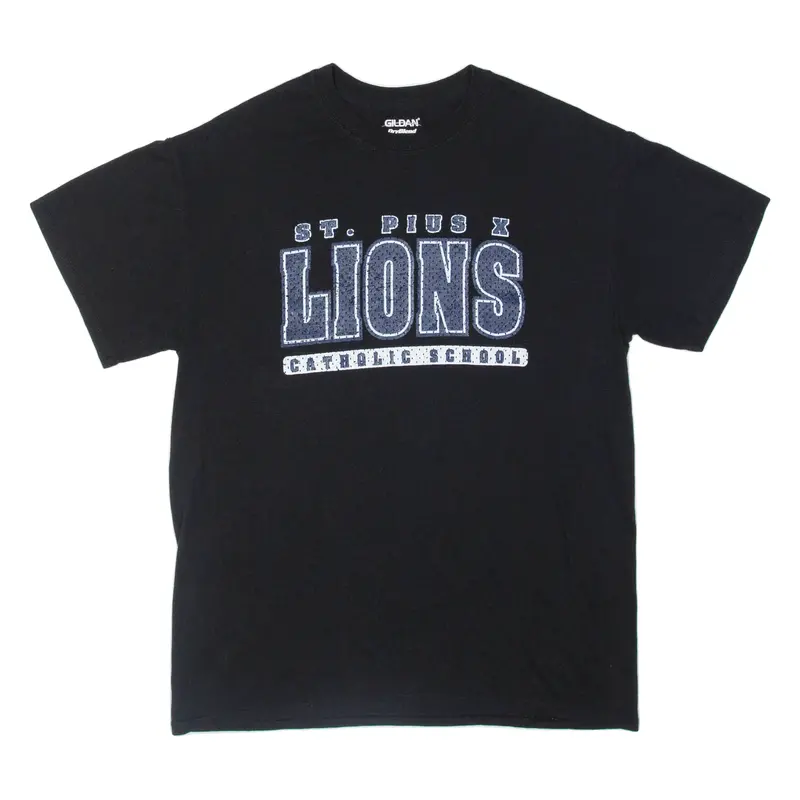 Gildan St Pius X Lions Mens T-Shirt Black M 1