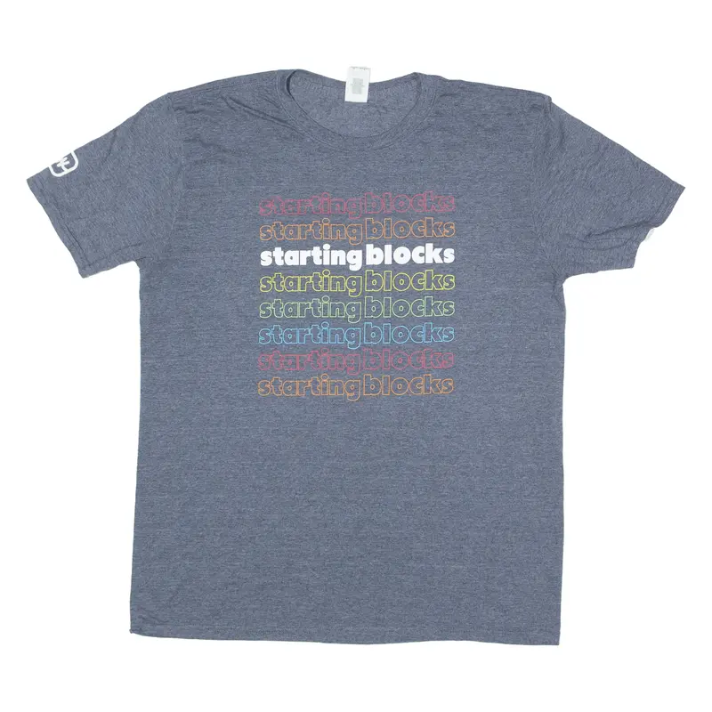 Gildan Starting Blocks Mens T-Shirt Grey Crew Neck L 1