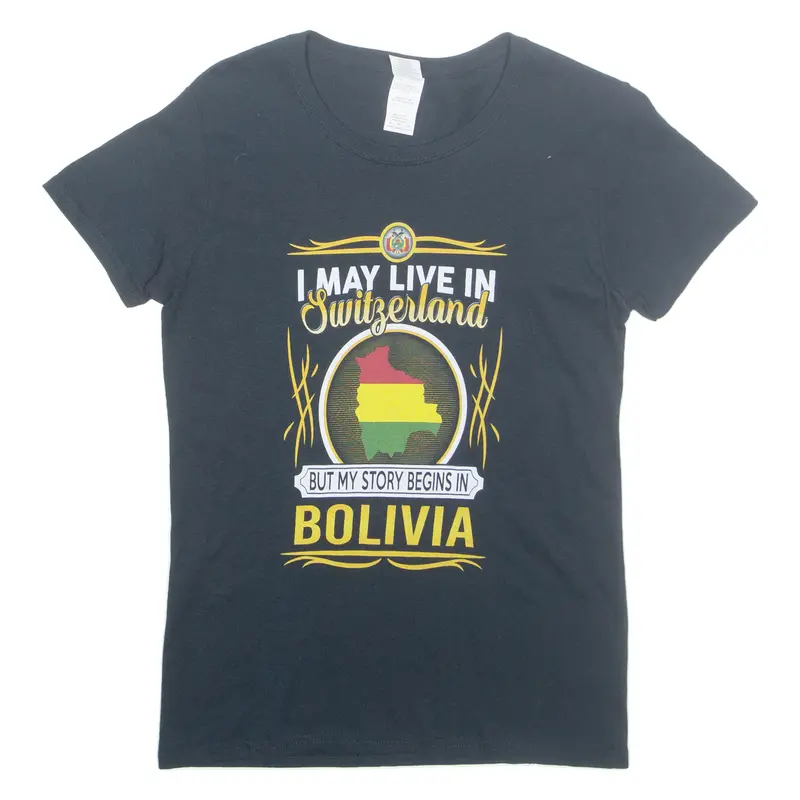 Gildan Switzerland Bolivia Womens T-Shirt Black S 1