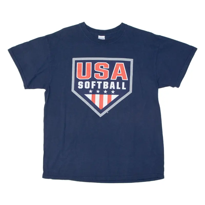 Gildan Usa Softball Mens T-Shirt Blue Usa L 1