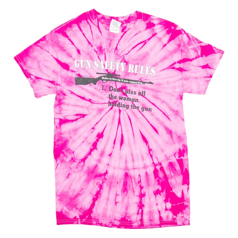 Gildan Women Hunt Too Womens Tie Dye T-Shirt Pink S 1