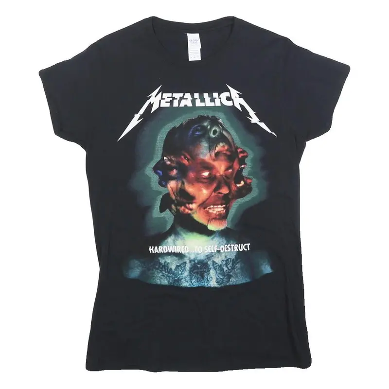 Gildan Womens Black Metallica Band T-Shirt L Short Sleeve Crew Neck Graphic 1