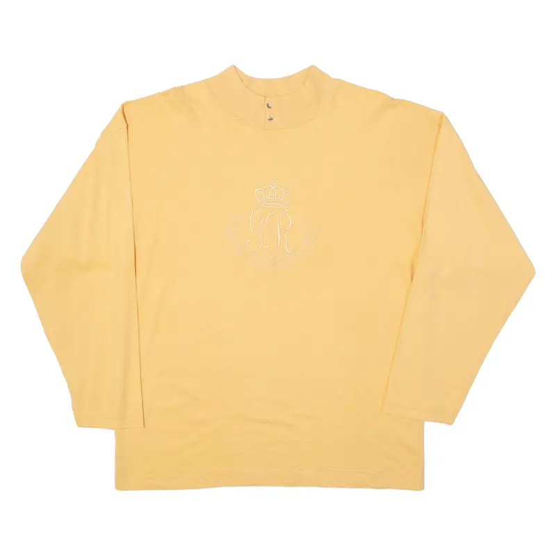 Ginger Paris Mens T-Shirt Orange Long Sleeve Button Neck L 1