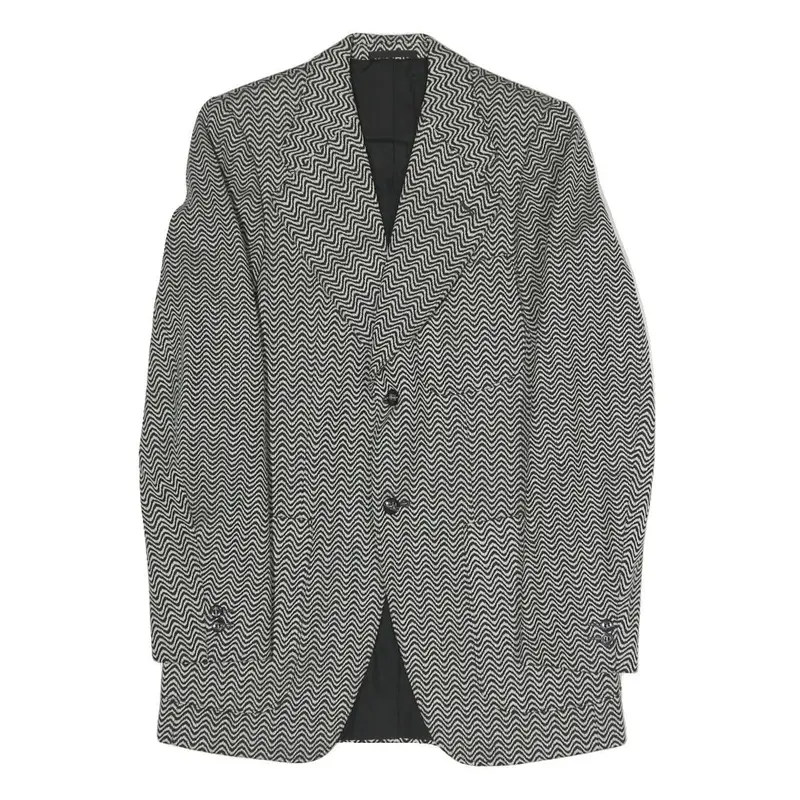 Ginitex Fashion Mens Black Jacket S Polyester Blend Chevron Button Closure 1
