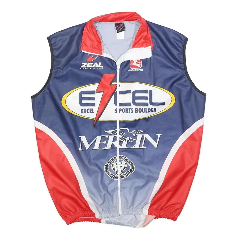 Giordiana Mens Blue & Red Cycling Jacket Xl Polyester Zip Sleeveless Sports 1