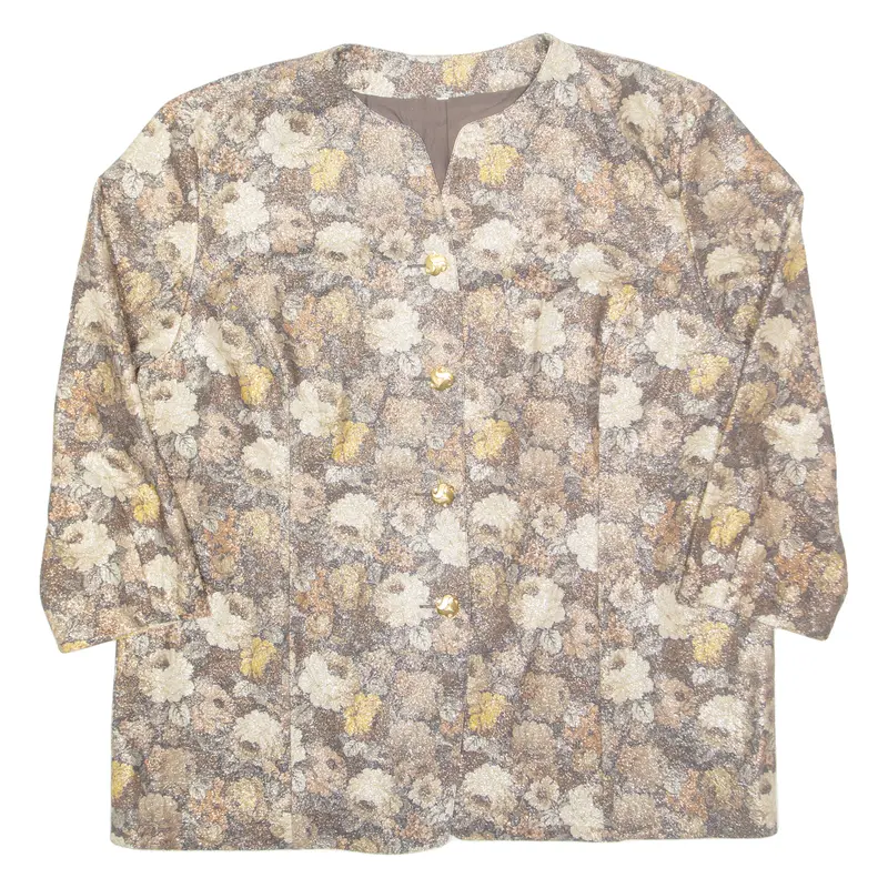 Glitter Womens Jacket Beige Floral L 1