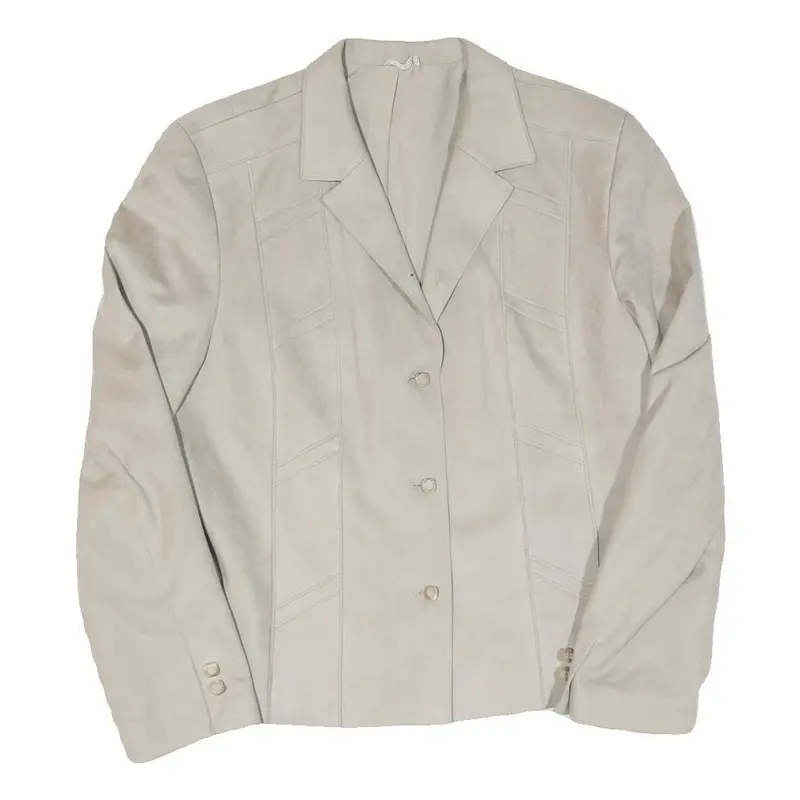 Glore Valcana Womens Cream Button Jacket M Polyester Blend Plain Stylish Comfort 1