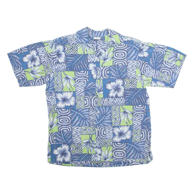 Go Barefoot Mens Shirt Blue Floral M 1