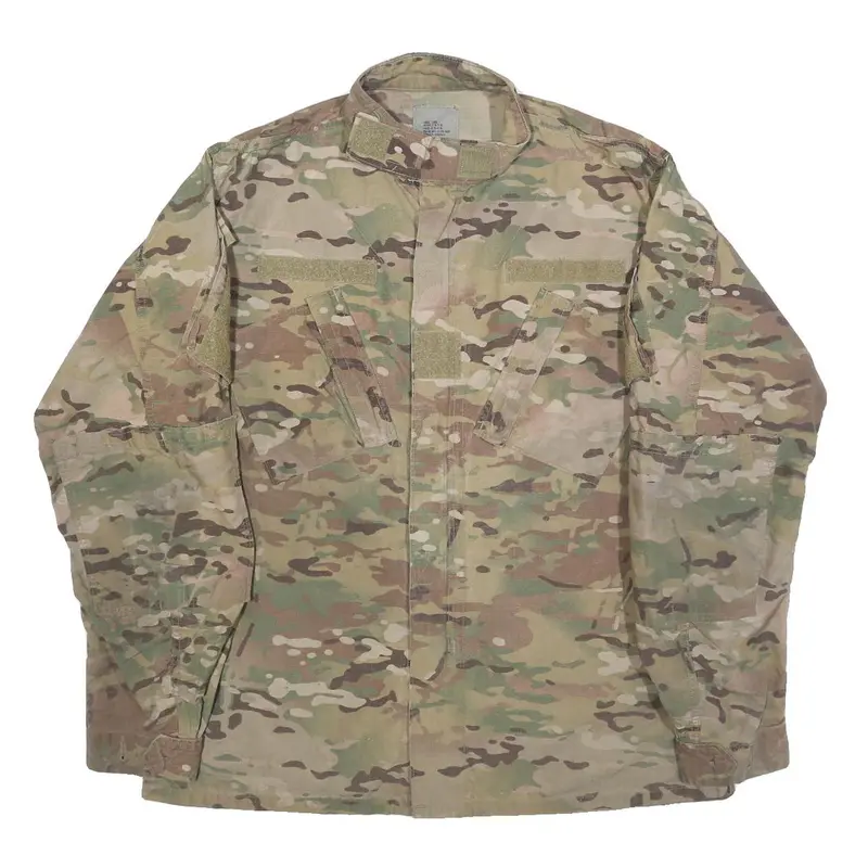 Golden Manufacturing Co. Mens Green & Brown Camouflage Rayon Military Jacket L 1