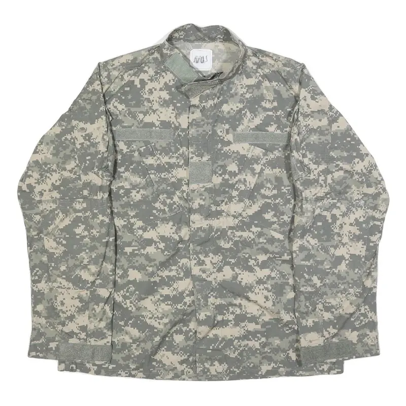 Golden Mfg. Co. Mens Grey Camouflage Military Cotton Blend Jacket L Zip 1