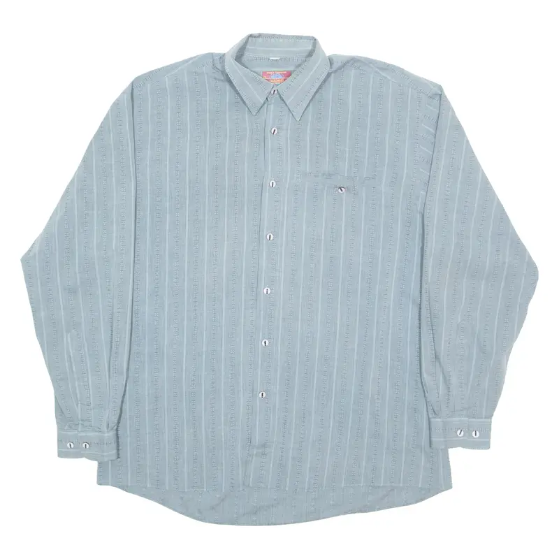 Goldress Mens Shirt Grey Striped Long Sleeve L 1
