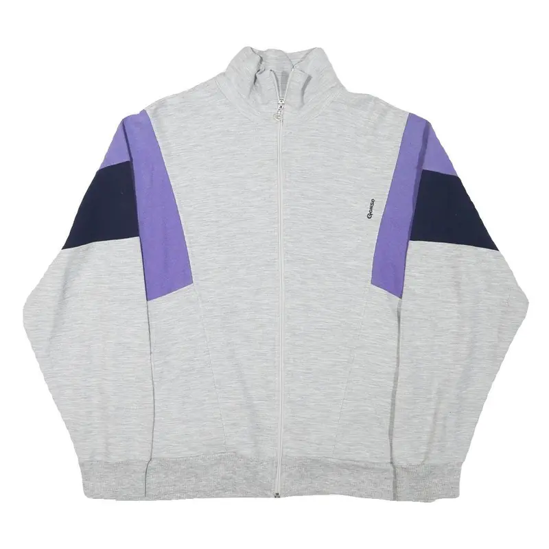 Gonso Mens Light Grey Navy & Purple Zip Jacket M Cotton Blend Casual Sportswear 1