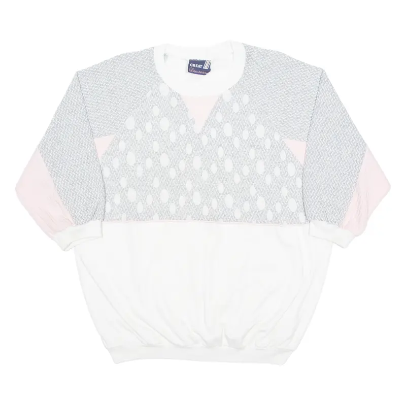 Great Direction Short Sleeve Womens Sweatshirt White Crew Neck 90S M 1