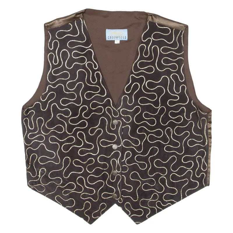 Greenfield Mens Blazer Waistcoat Brown Leather Suede M 1