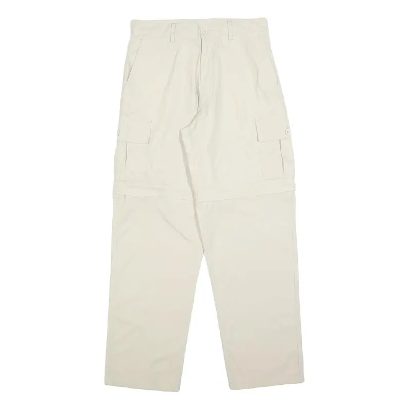 Greenvillage Mens Regular Fit Beige Cargo Trousers W28 L30 Cotton Blend Zip 1