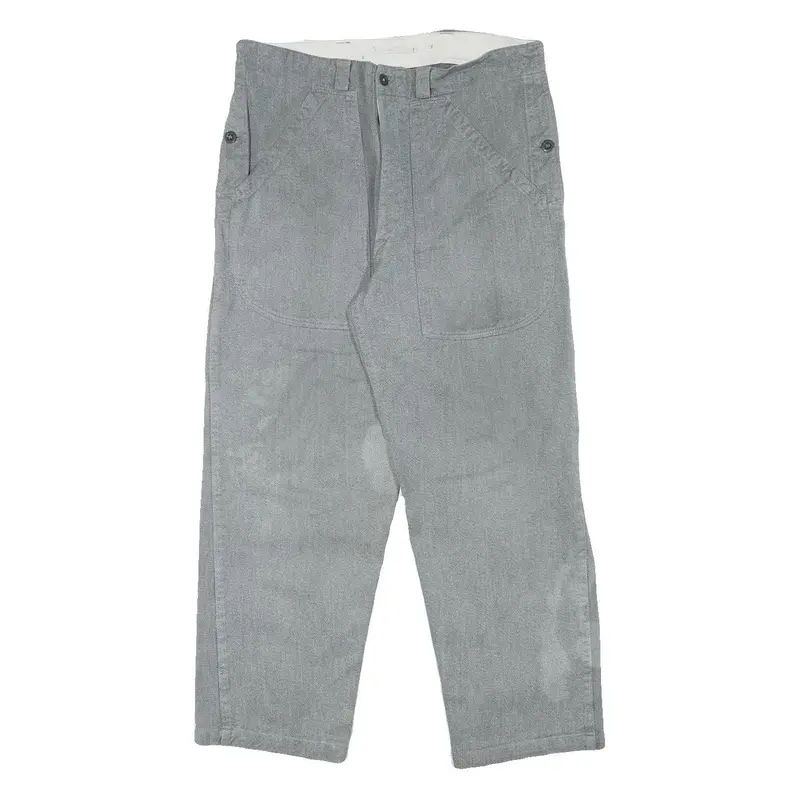 Grey Mens Regular Fit Cotton Blend Trousers W34 L27 Button Closure Casual 1