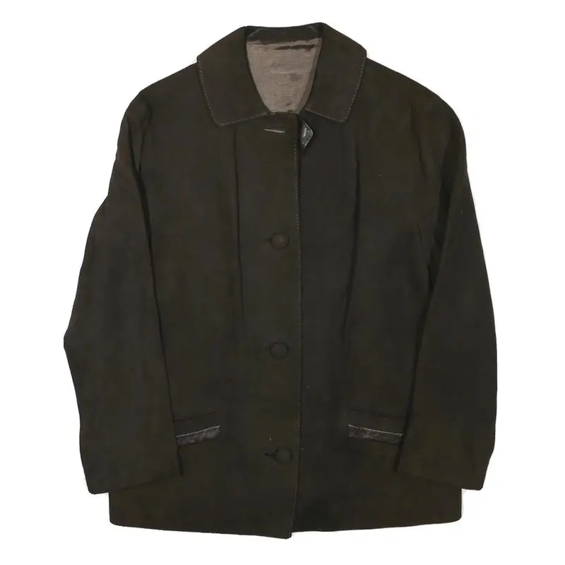 Griten Womens Black Suede Button Jacket Xs Classic Regular Fit Plain Stylish 1