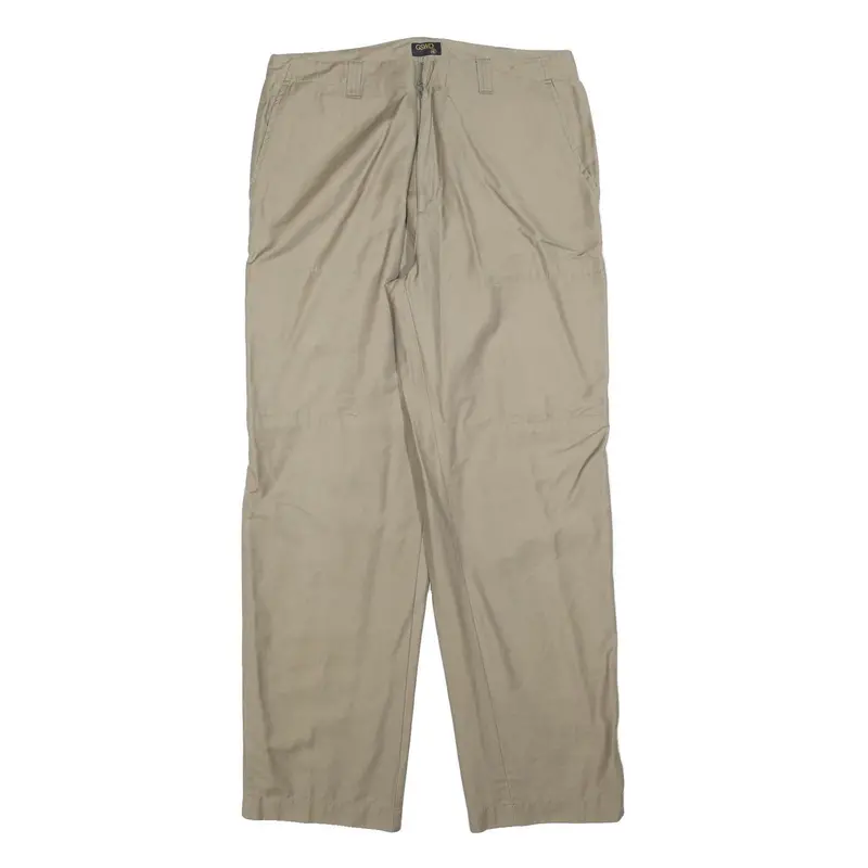 Gswd Mens Cotton Blend Beige Relaxed Straight Trousers W36 L34 Casual Zip Fly 1