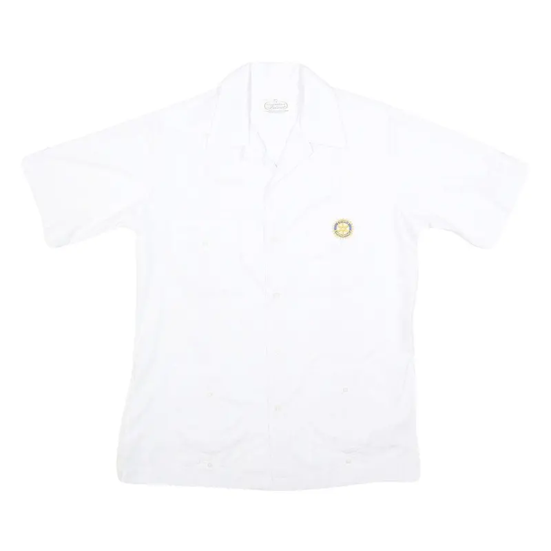 Guayabera Mens White Short Sleeve Cotton Blend Shirt M Classic Formal Guayabera 1