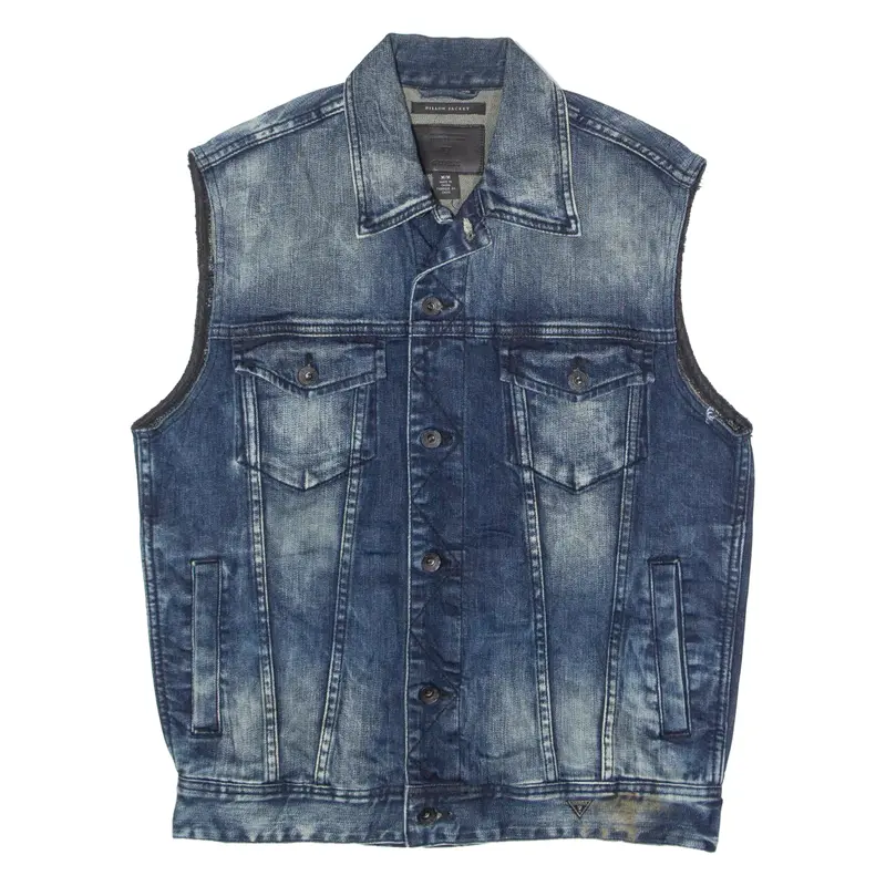 Guess Dillon Mens Denim Waistcoat Blue M 1
