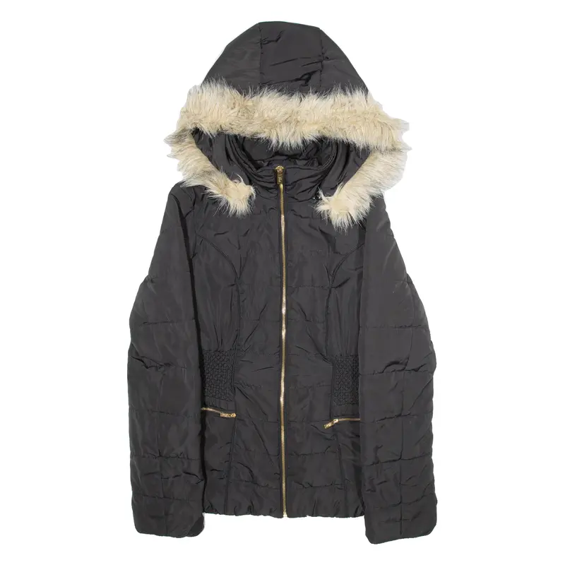 Guess Insulated Womens Parka Jacket Black Hooded M 1