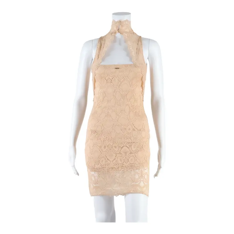Guess Lined Womens Pencil Dress Pink Lace Sleeveless Short Uk 4 1