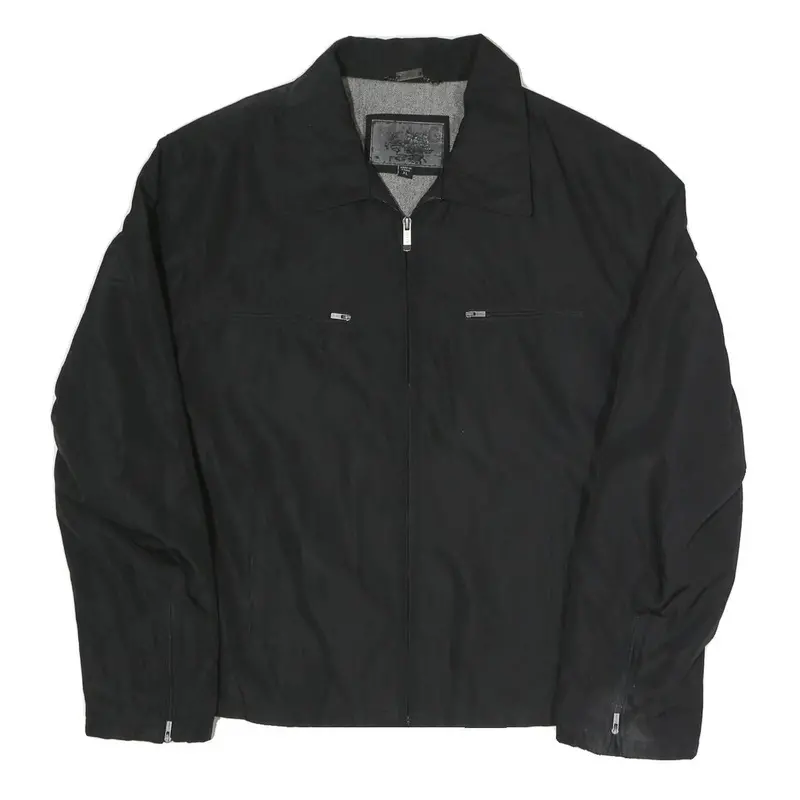Guess Mens Black Zip Jacket Xl Polyester Blend Plain Minimalist Casual Outerwear 1