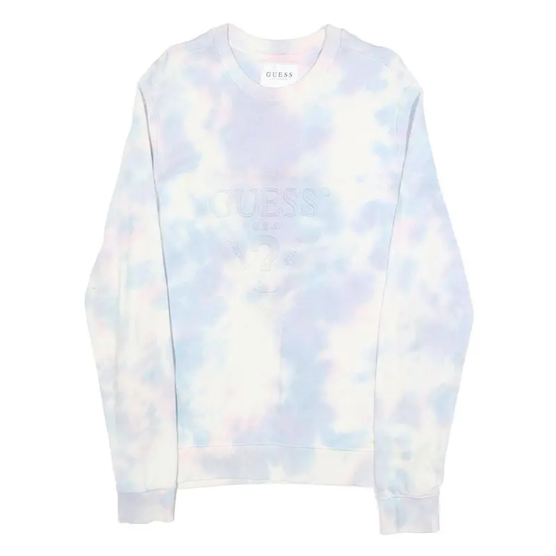 Guess Mens Blue & Pink Tie Dye Cotton Blend Crew Neck Xs Sweatshirt Casual 1