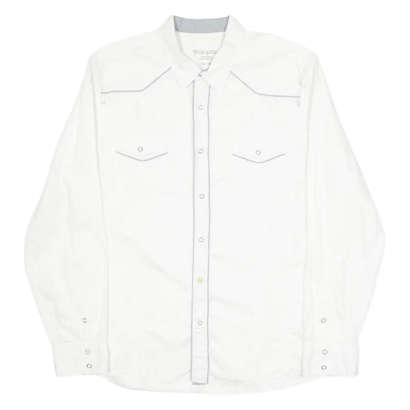 Guess Mens Plain Shirt White Long Sleeve 2Xl 1