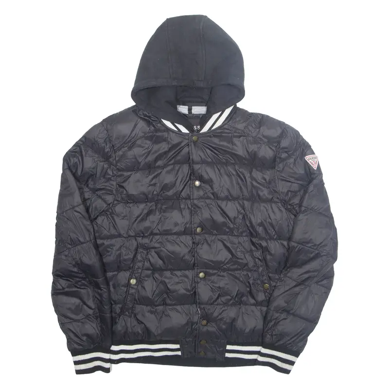 Guess Mens Puffer Jacket Black Nylon Hooded S 1