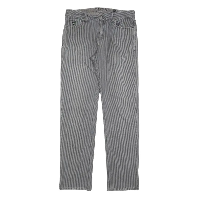 Guess Mens Regular Fit Straight Leg Denim Light Wash W32 L32 Striped Jeans 1