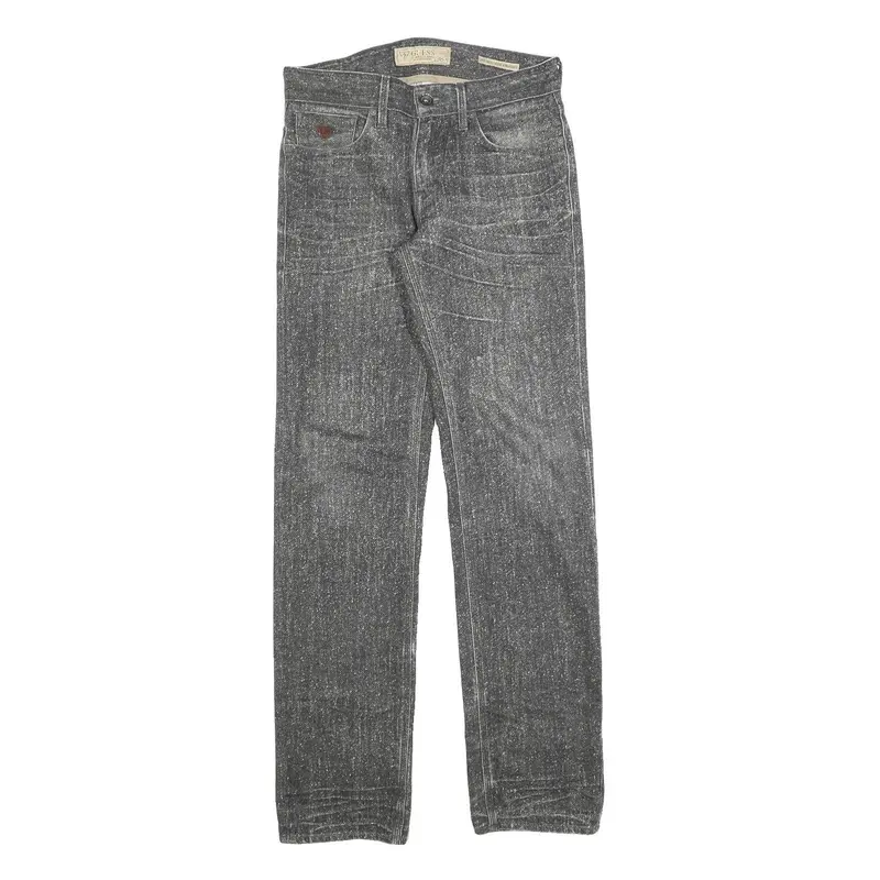 Guess Mens Slim Jeans Black Denim Stone Wash W29 L34 Premium Cotton Blend Zip 1