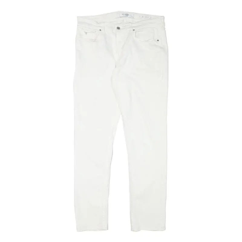 Guess Mens Slim White Jeans Cotton Blend W33 L30 Zip Closed Casual Wear 1