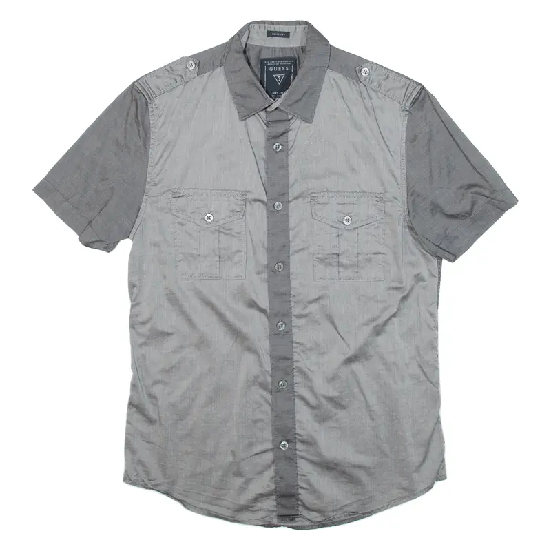Guess Slim Fit Mens Plain Shirt Grey Xs 1