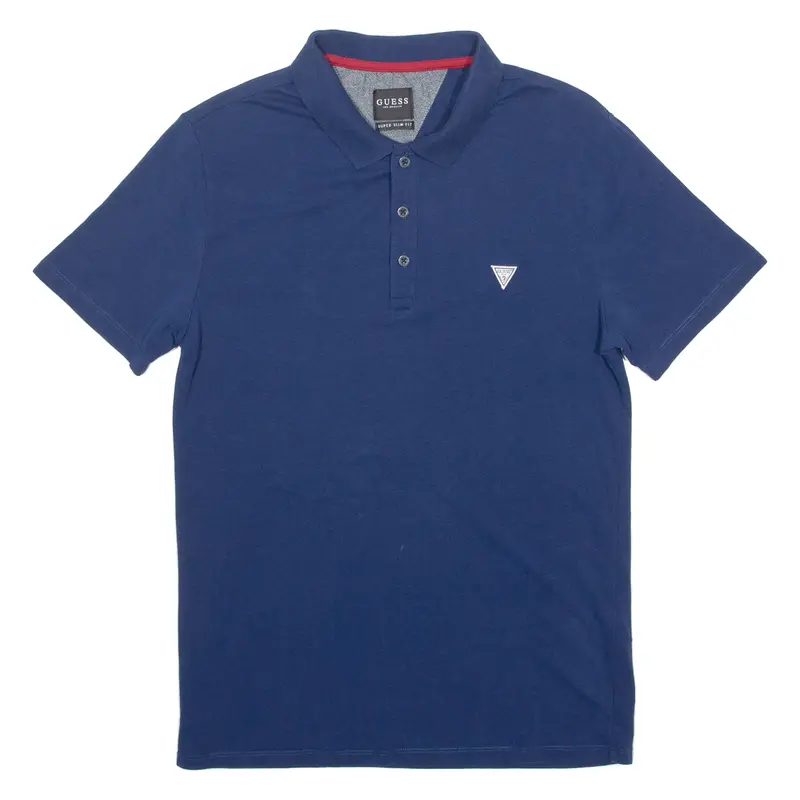 Guess Super Slim Fit Mens Polo Shirt Blue S 1