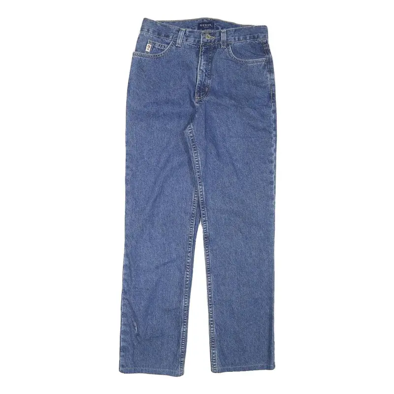 Guess Womens Blue Regular Straight Denim Rinse W26 L27 Zip Jeans 1